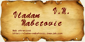 Vladan Mabetović vizit kartica